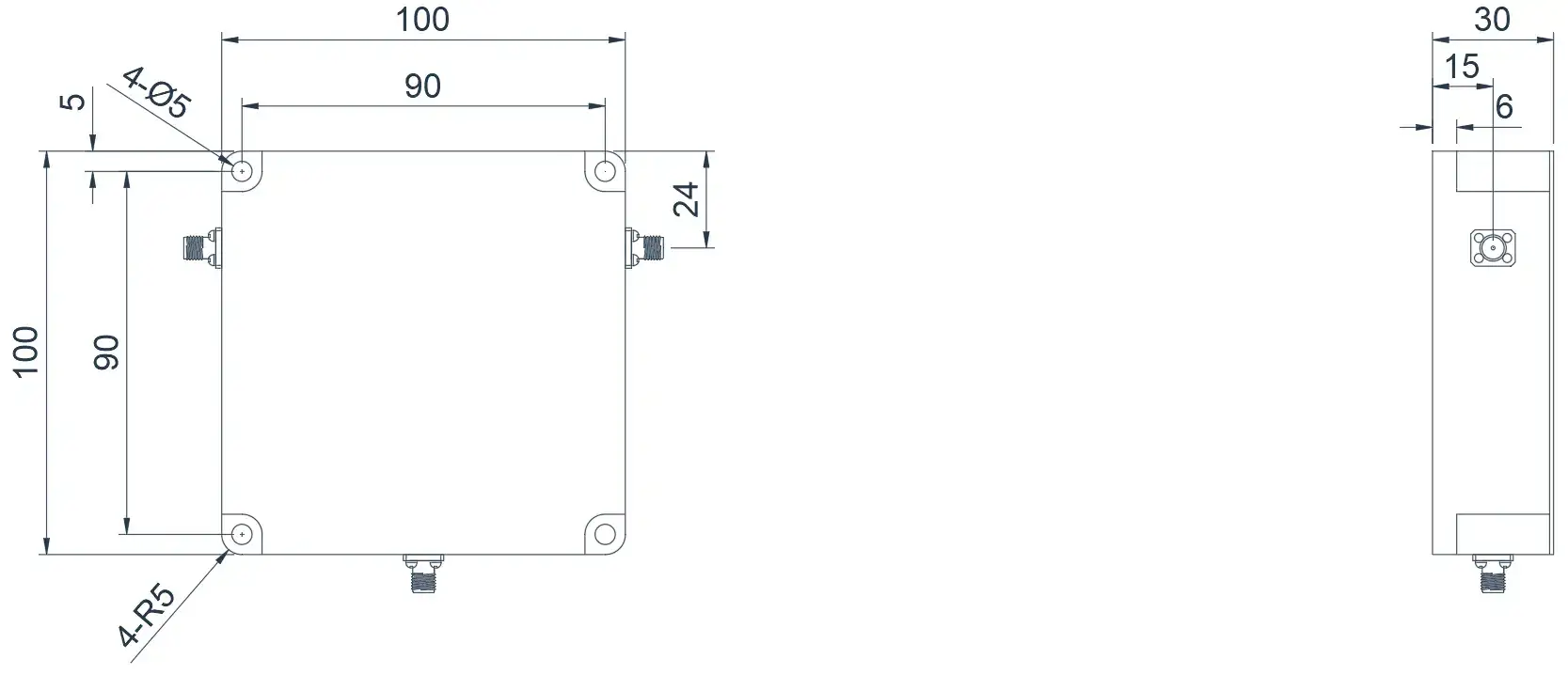 0.1~0.4GHz 典型同轴环行器外观