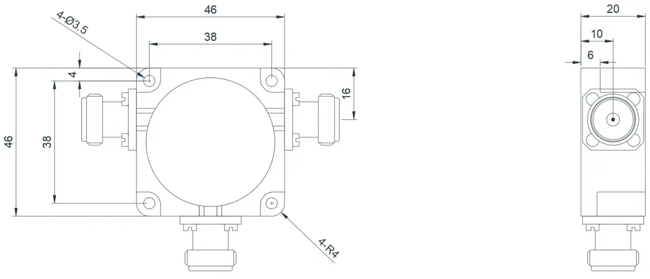 0.4~1.0GHz 典型同轴环行器外观