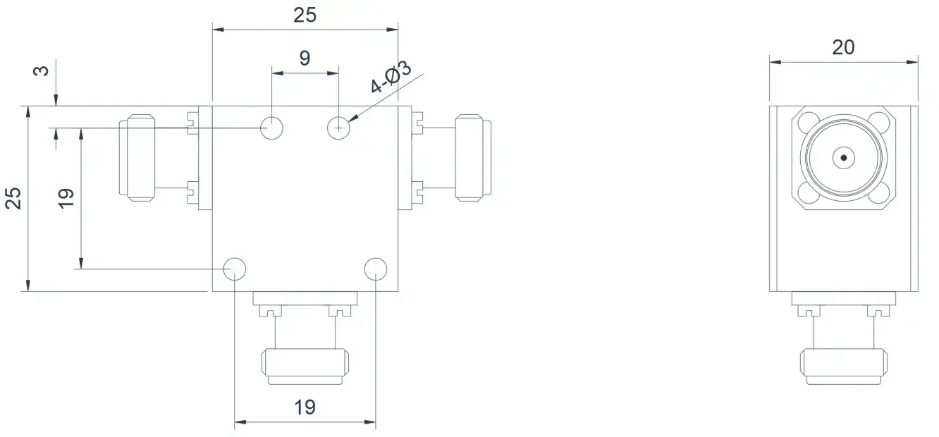 0.8~2.5GHz 典型同轴环行器外观