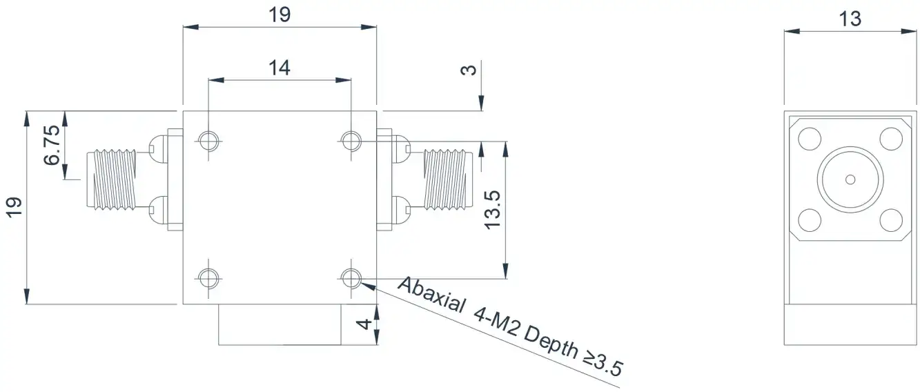 4.0~8.0GHz 宽带同轴隔离器外观