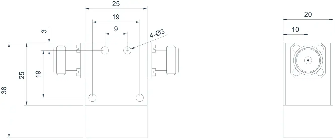0.8~2.5GHz 高功率同轴隔离器外观