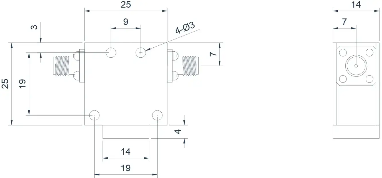 1.5~3.5GHz 典型同轴隔离器外观