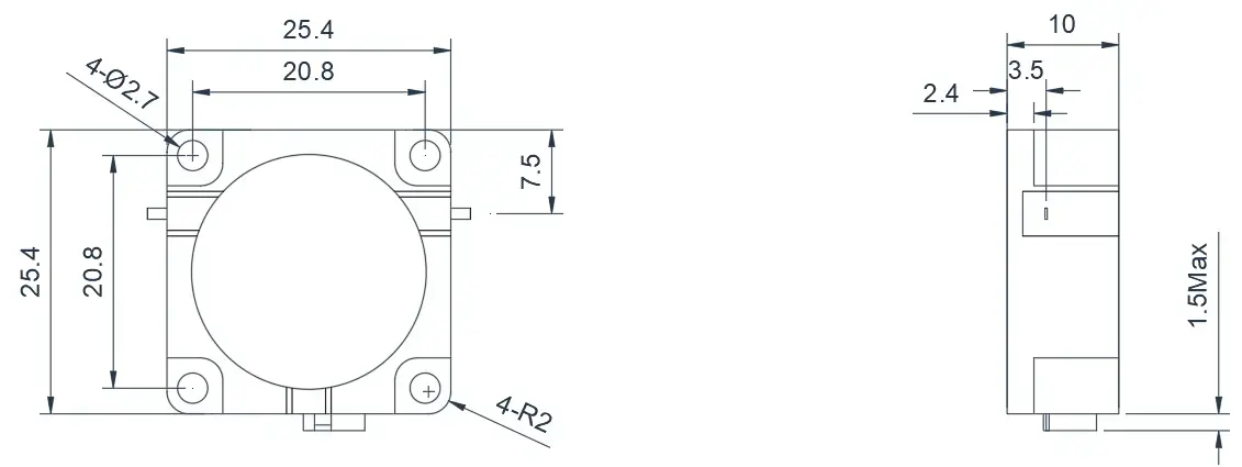 0.8~3.5GHz 典型带线隔离器外观