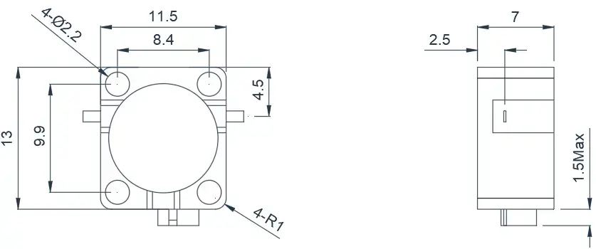 2.0~3.5GHz 典型带线隔离器外观