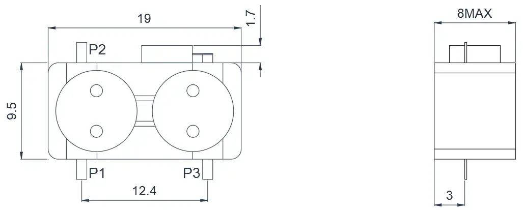 5.3~5.9GHz 典型带线双结环行器外观